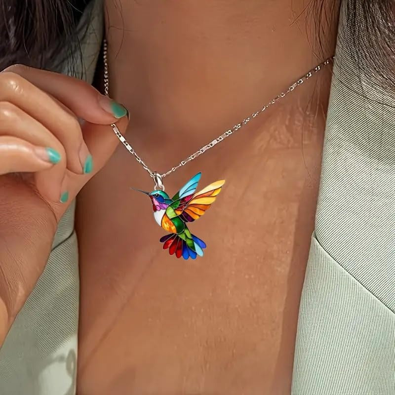 Colorful hummingbird necklace